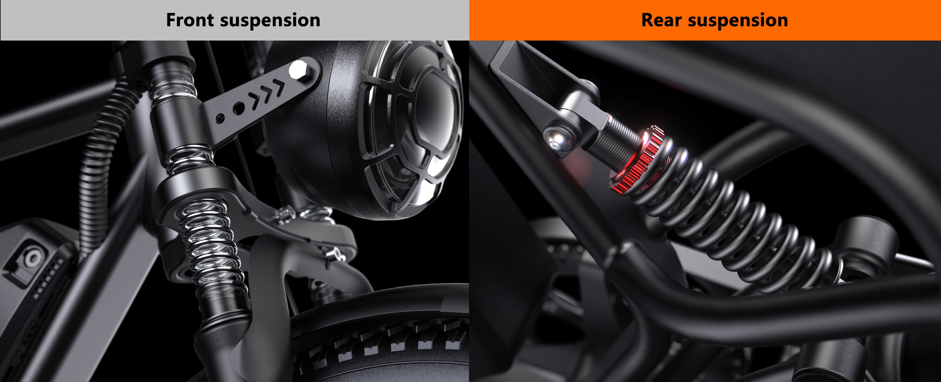 Tamobyke T60 Full dual-suspension system for fat tire moped style ebike, smooth ebike commuter ride.