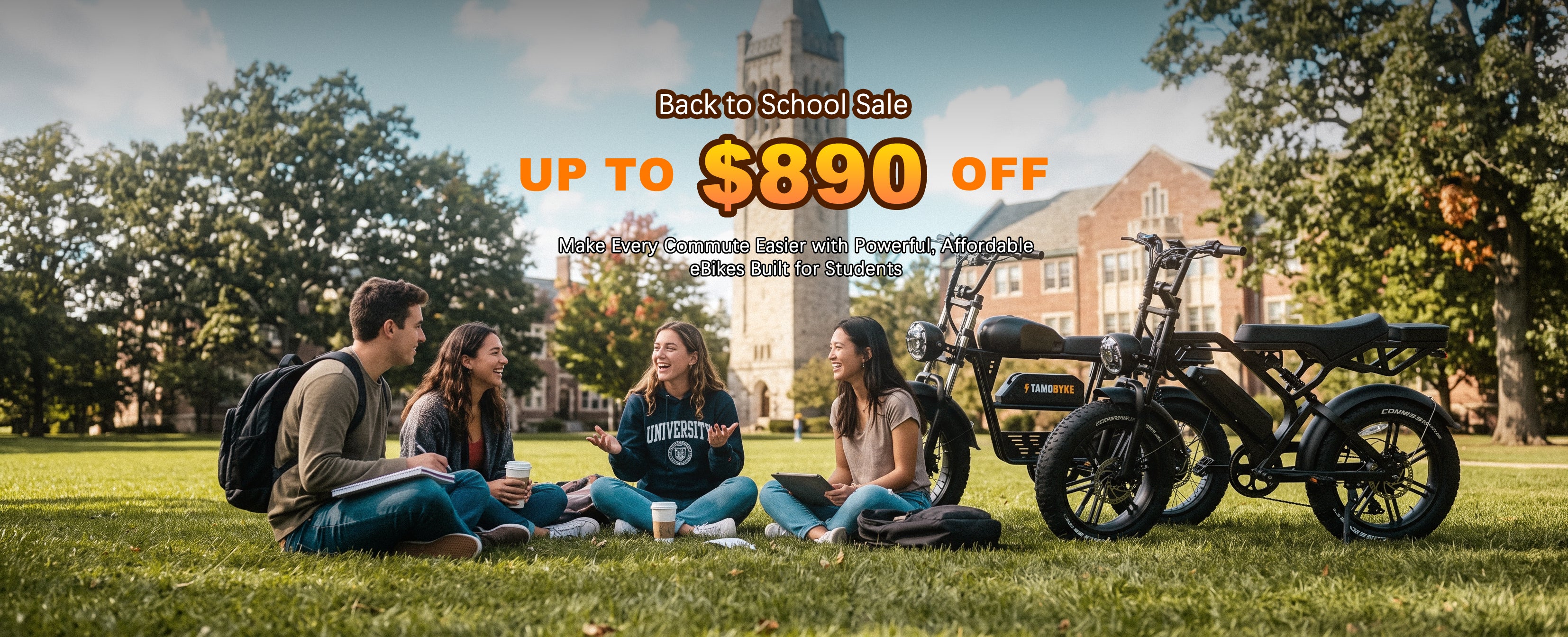 Back to School Sale
UP TO $890 OFF
Make Every Commute Easier with Powerful, Affordable eBikes Built for Students