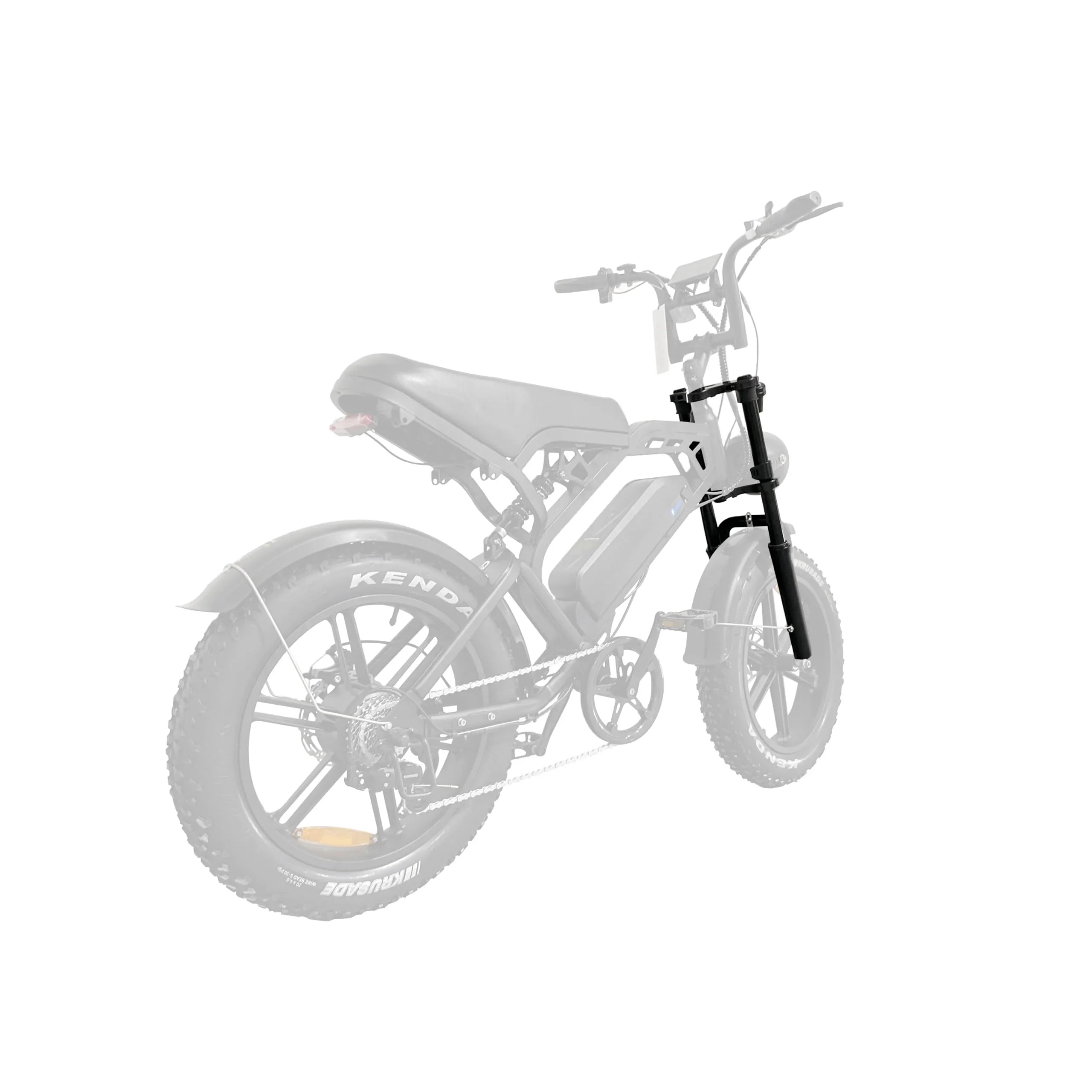 Front suspension fork for electric bike, highlighted on a city and off-road e-bike frame.