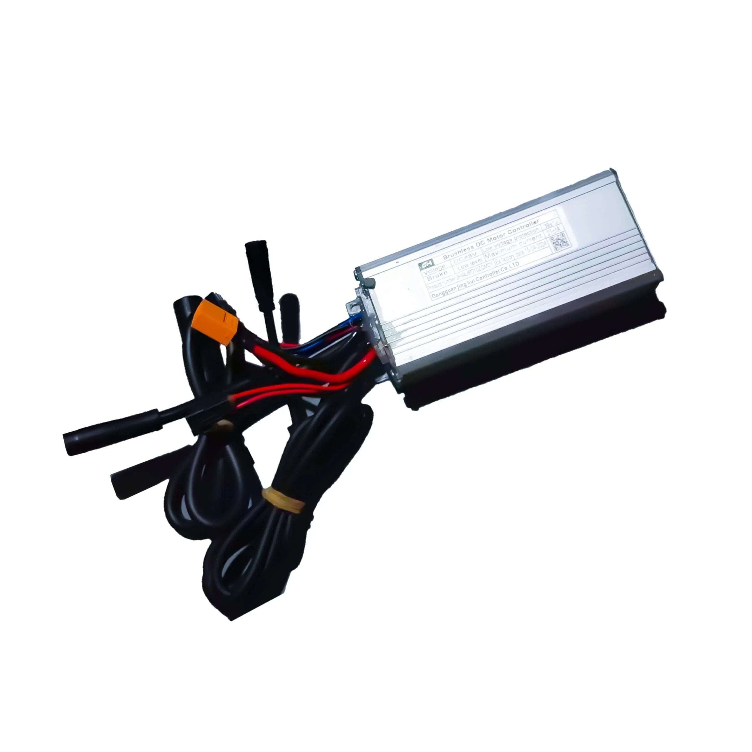 Electric bike motor controller with multiple cables on a white background