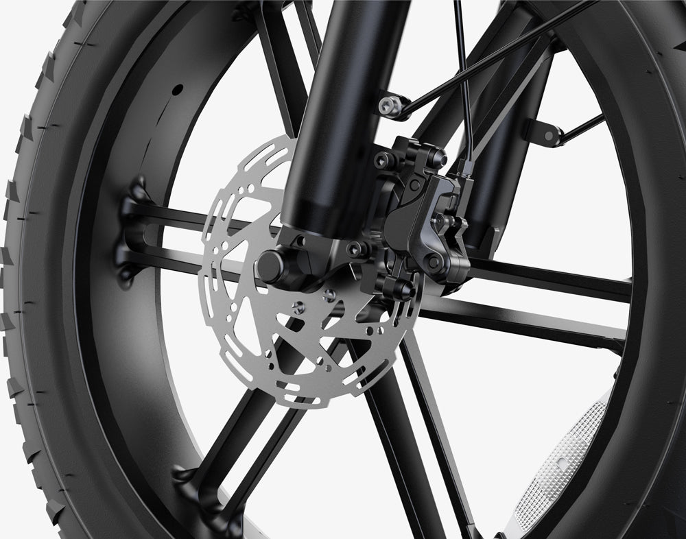 1500W electric bike hydraulic disc brakes strong stopping power steep hill and wet road control
