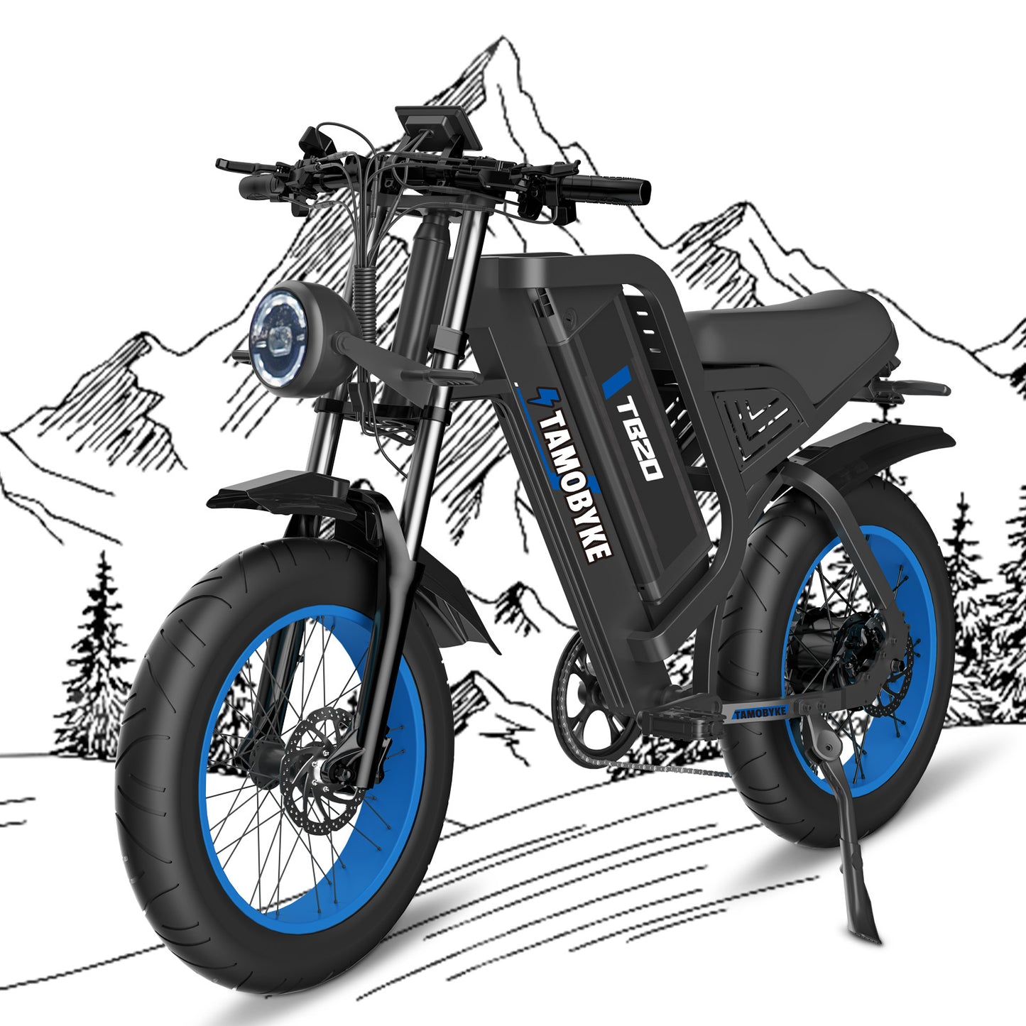 Tamobyke TB20, 1500W Motor, 28MPH E-Bike, 48V 25Ah Electric Bicycle with Full Suspension