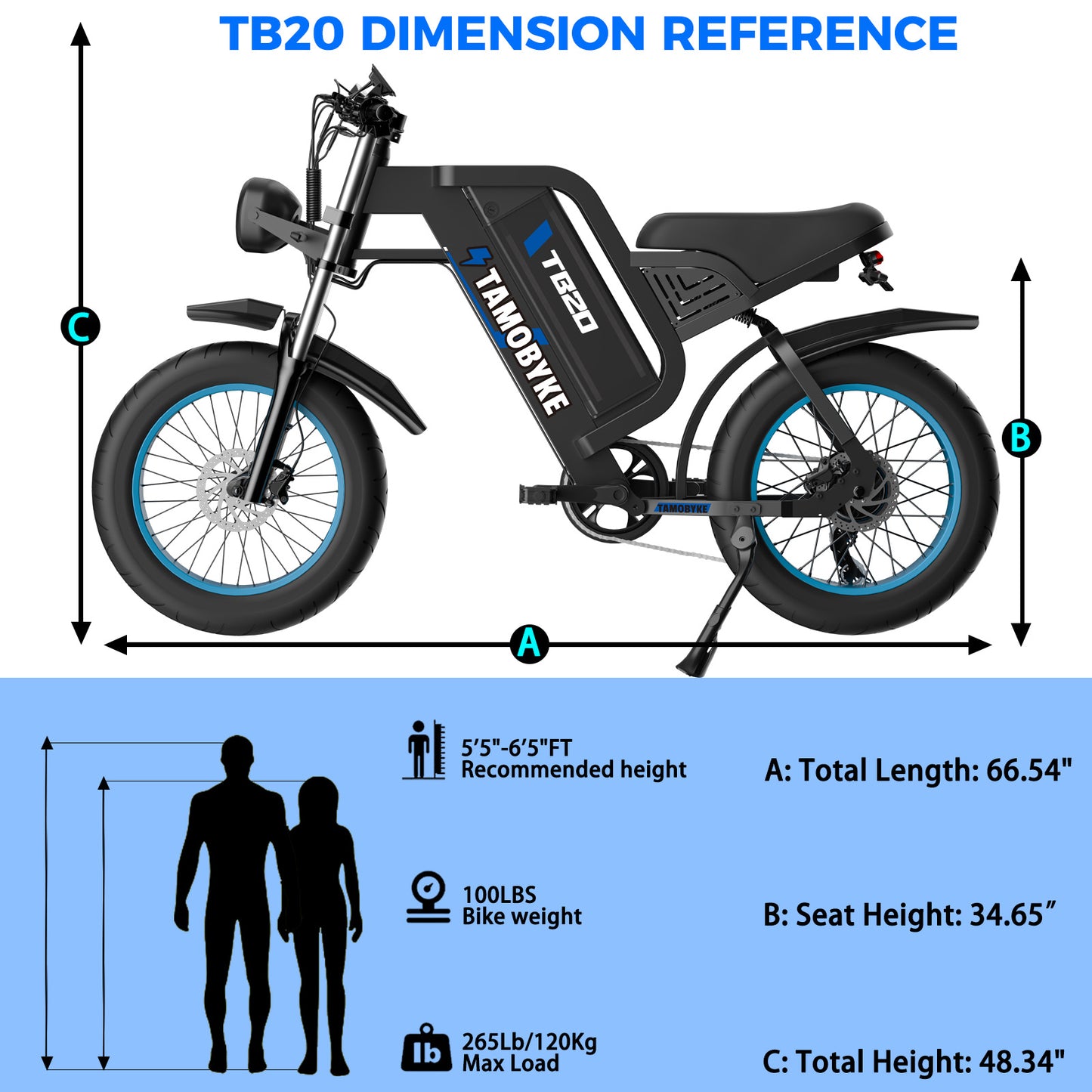 Tamobyke TB20, 1500W Motor, 28MPH E-Bike, 48V 25Ah Electric Bicycle with Full Suspension