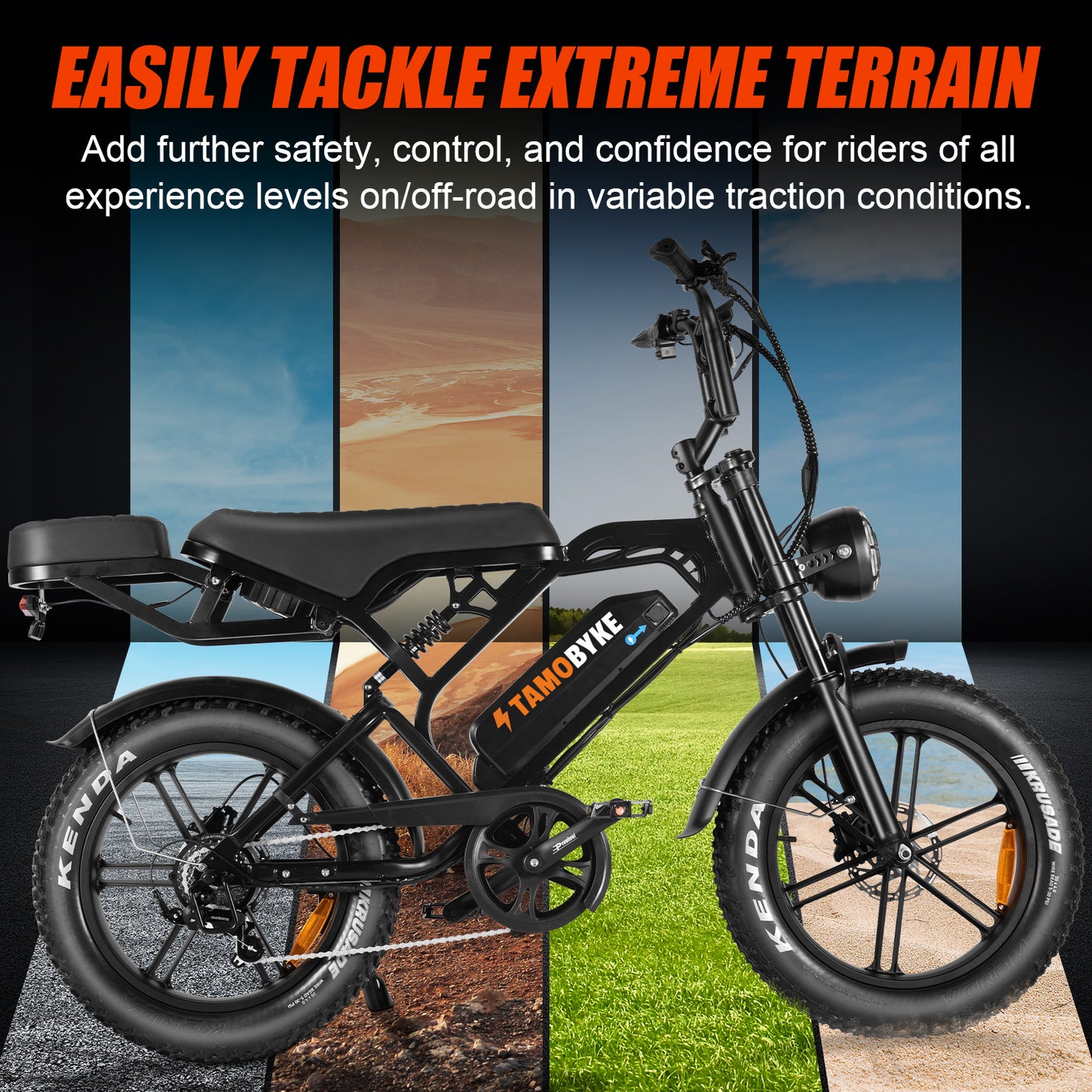 V20Plus Electric Bike with Rear Rack, 1500W Motor 48V 18.2AH Battery, Hydralic Brake, H6C Display,