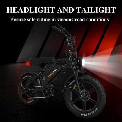 Tamobyke V20 4.0 Electric Bike for Adults 1000W Motor,48V 15.6 Removable Battery 20” Fat Tire Ebike, 28MPH Top Speed Electric Motorcycle, 7 Speed Off Road Mountain Electric Dirt Bike, UL2849
