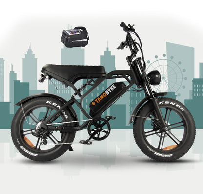 Tamobyke V20 Electric Bike - 1000W Motor, 20'' Fat Tire, 28MPH Speed, 30-75 Miles Range