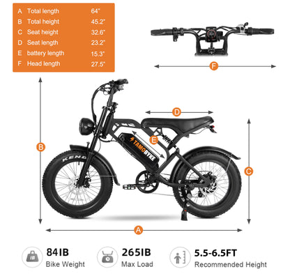 Tamobyke V20 3.0 Ebike 1000W-1500W Brushless Motor, 48V/15Ah Lithium Battery, 20" x4.0 Fat Tire Electric Bike, Snow, Road, Mountain Electric Bicycle