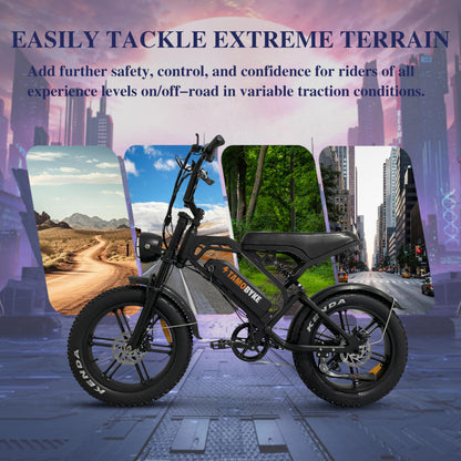 Tamobyke V20 Electric Bike - 1000W Motor, 20'' Fat Tire, 28MPH Speed, 30-75 Miles Range