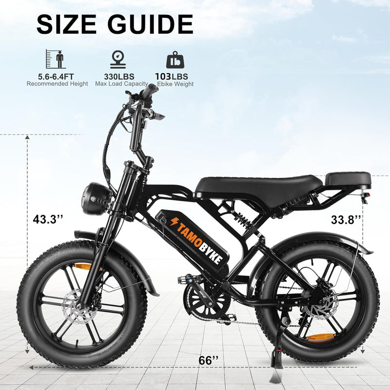 Best Affordable 1500W Electric Bike 30MPH – Tamobyke V20 Fat Tire – Tamobykesport Best Affordable 1500W Electric Bike 30MPH – Tamobyke V20 Fat Tire – Tamobykesport